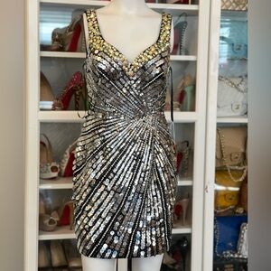 Stunning silver sequin & Crystal cocktail prom dress! Sparkle and shine ✨ 4 6 8